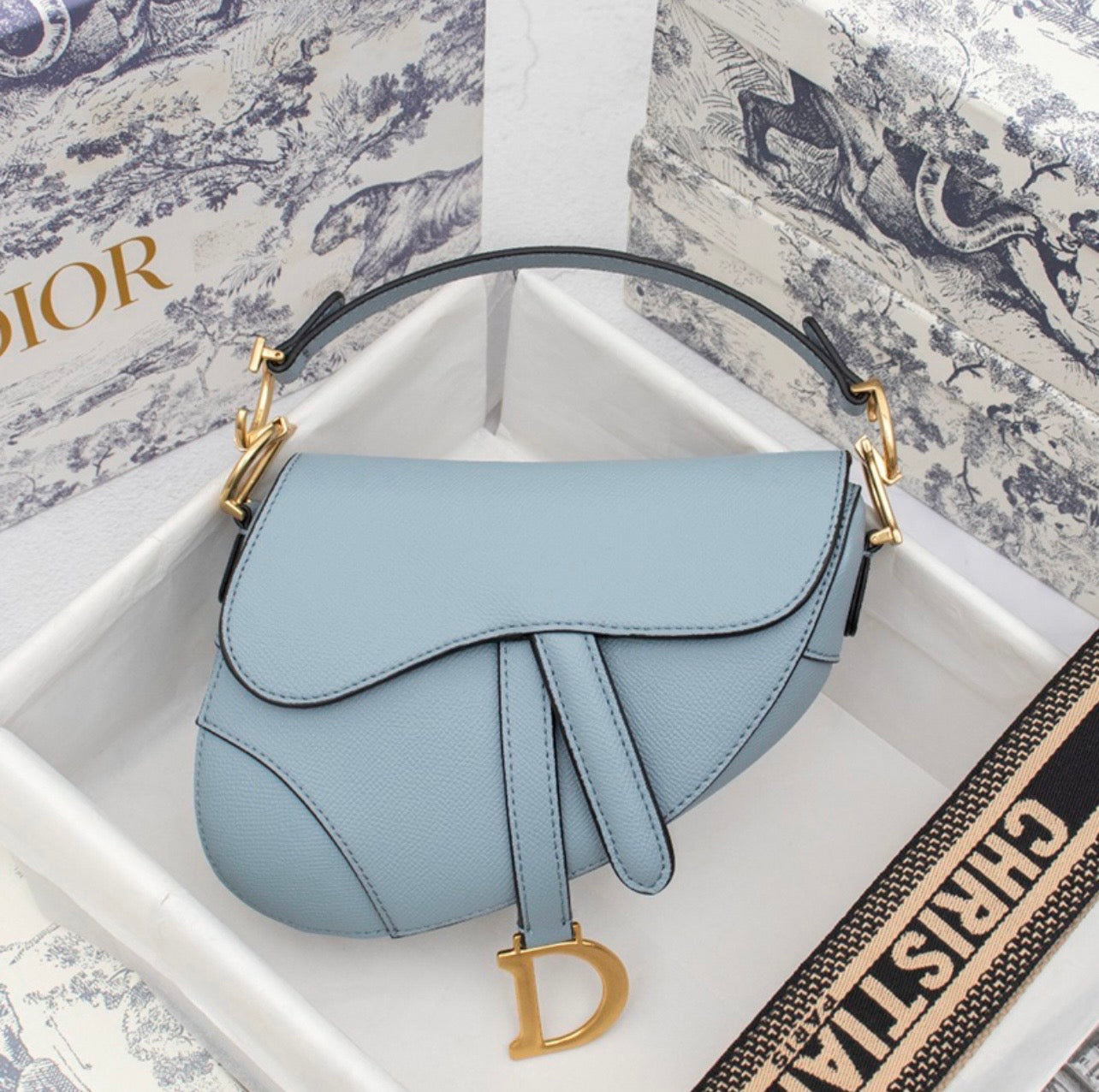 Christian Dior Saddle Bag — Black Grained Calfskin