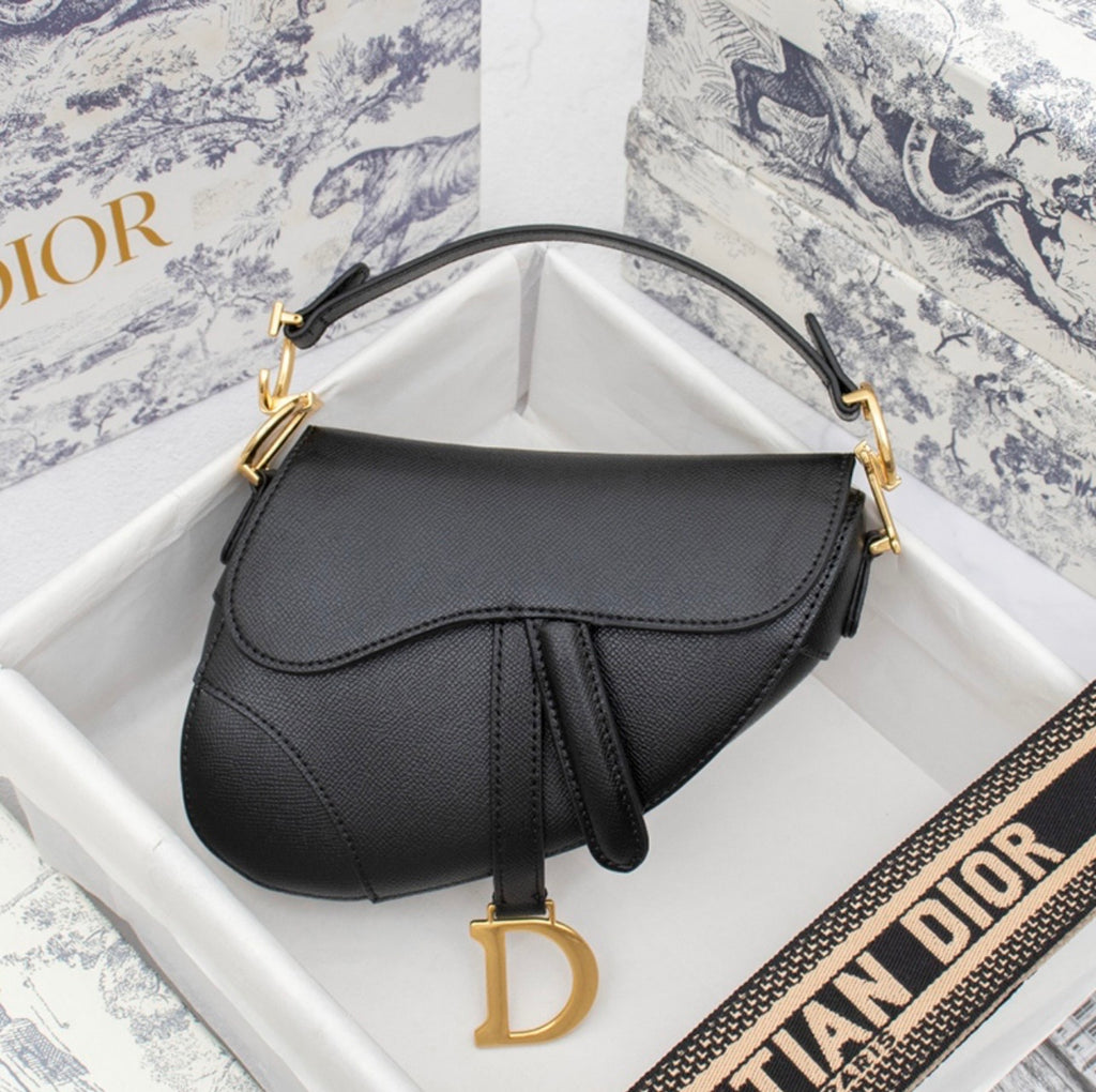 Christian Dior Saddle Bag — Black Grained Calfskin