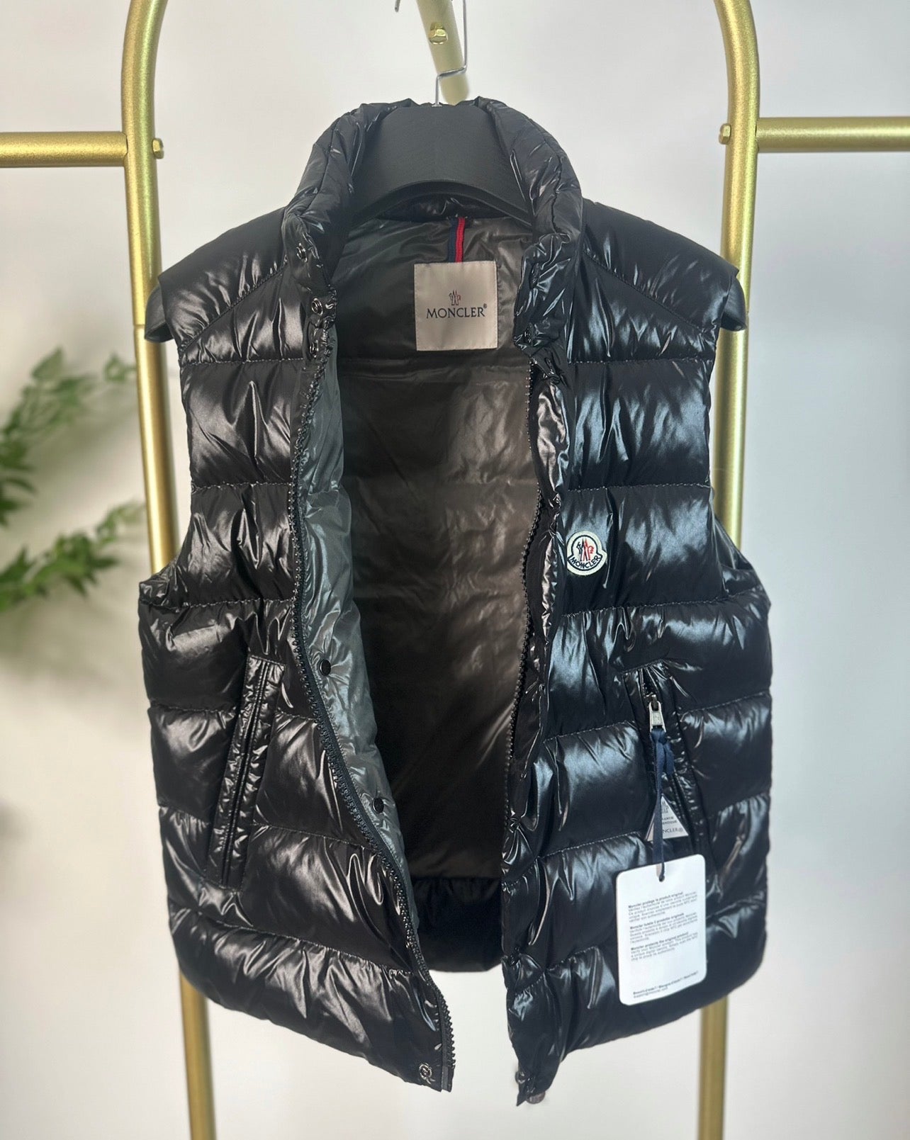 Moncler Down Vest — Stand Collar Puffer Gilet, Black