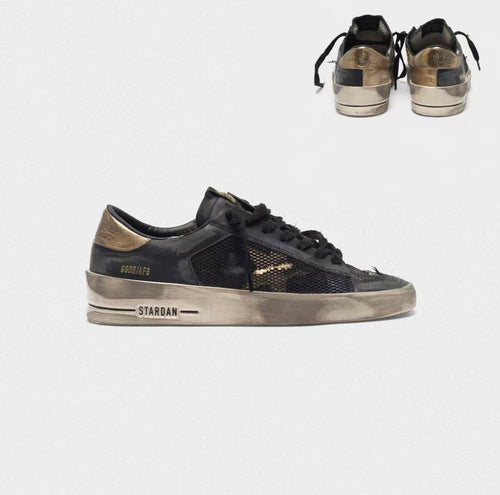 Golden Goose Super-Star Stardan Distressed Sneakers – Black & Gold