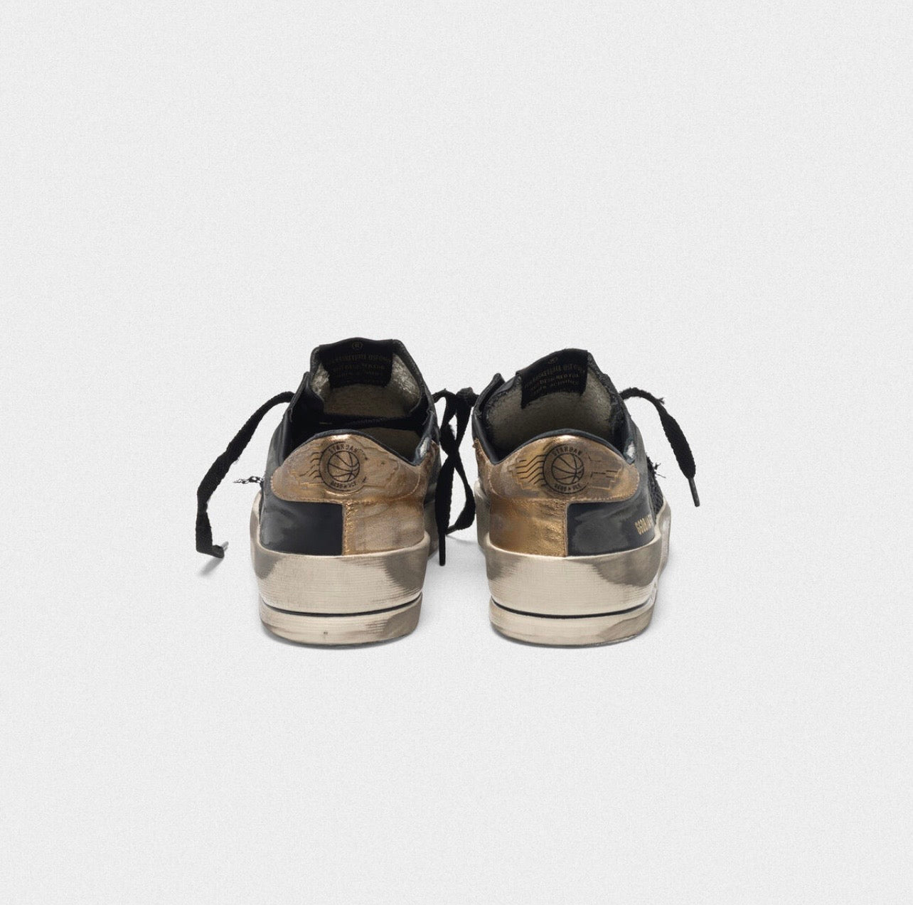Golden Goose Super-Star Stardan Distressed Sneakers – Black & Gold