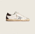 Golden Goose Super-Star Sneakers – White Leather, Black Glitter Heel