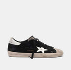 Golden Goose Super-Star Sneakers – Black Leather, White Heel & Star