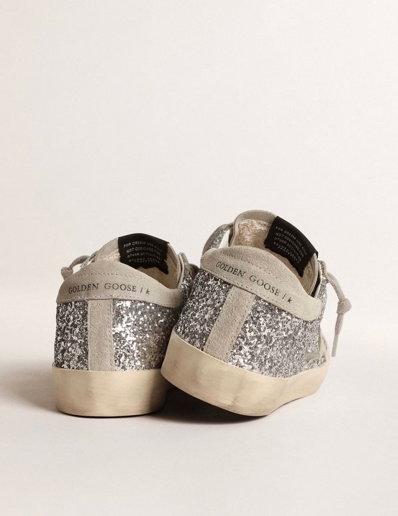 Title  Golden Goose Super-Star Sneakers – Silver Glitter, White Star & Heel