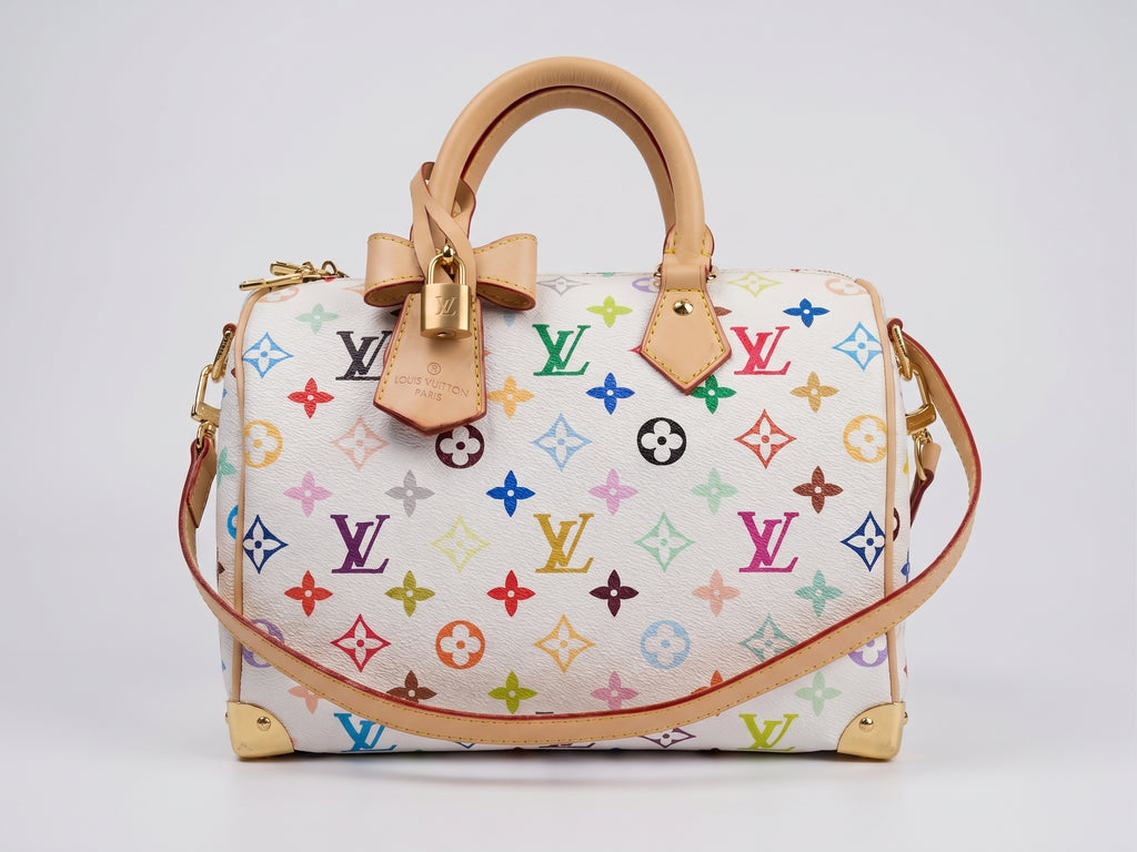 Louis Vuitton x Takashi Murakami Speedy Bandoulière 25 White Multicolore Monogram